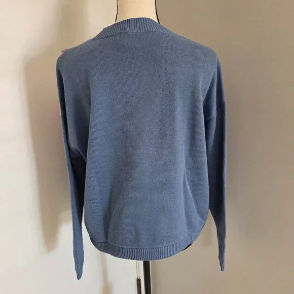 Lou & Grey Colorblock Sweater Womens Small Gray Pink Drawstring Relax Slouchy - Picture 4 of 7